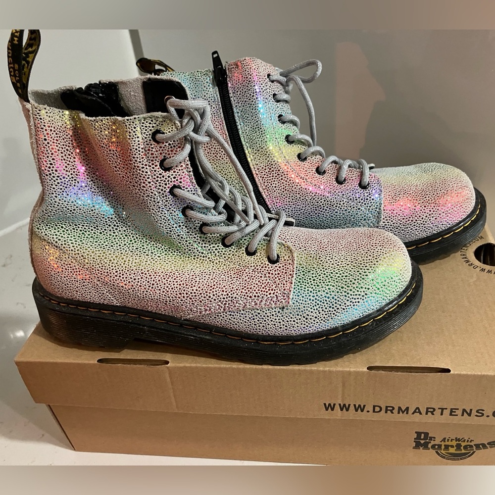 Dr. Martens irridescent Lace-Up Pascal Boots with zippers